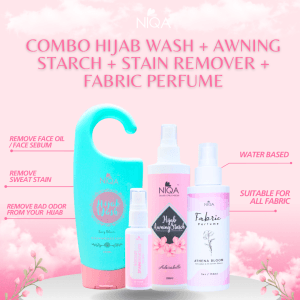 COMBO 4 - HIJABWASH + INSTANT STAIN REMOVER + HIJAB AWNING STARCH - FABRIC PERFUME (ATHENA BLOOM)